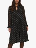 KAFFE Simi A-Line Polka Dot Dress, Black/Sand