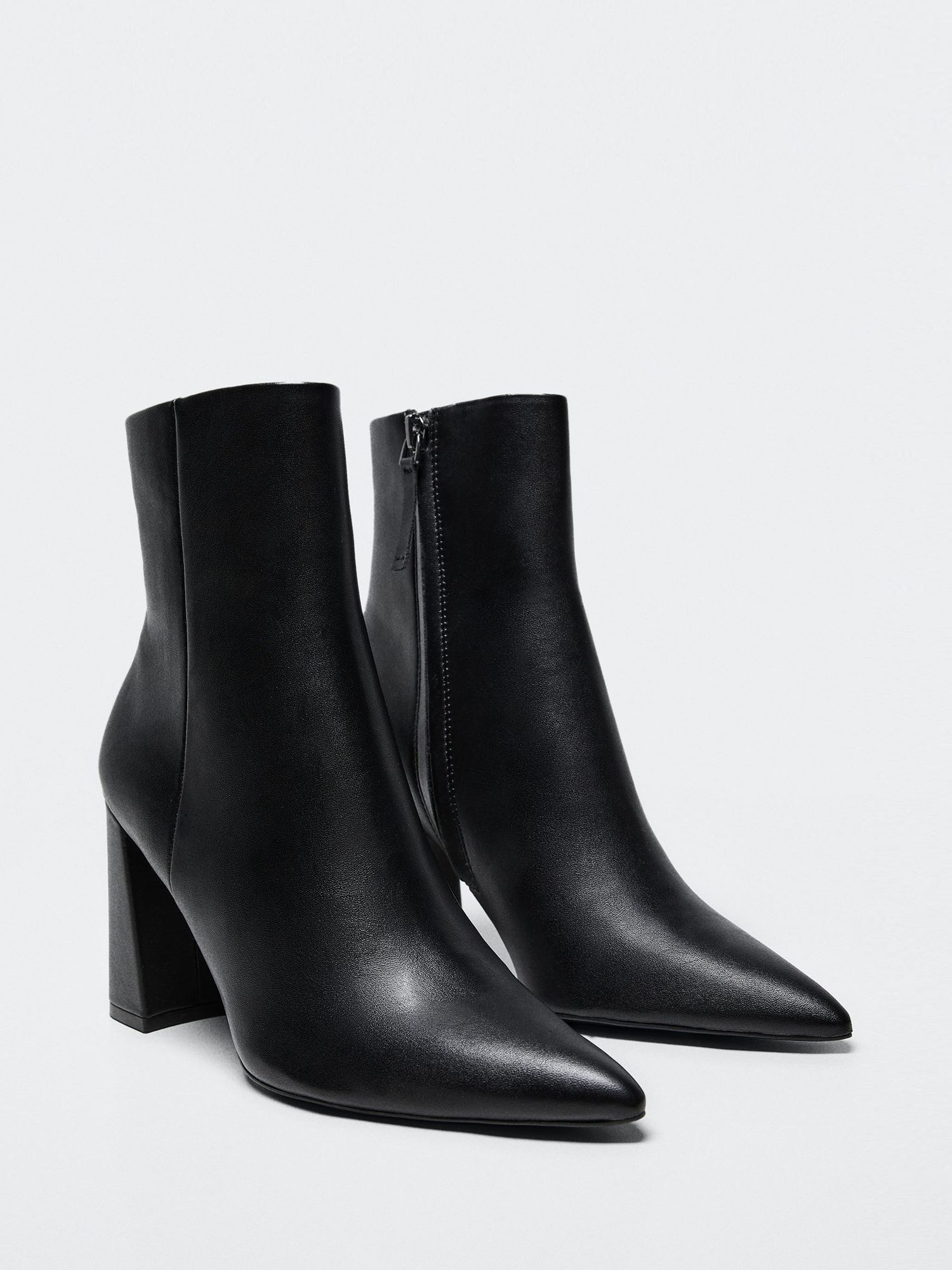 adopteren Sui Toevoeging Mango Giro Faux-Leather Block Heel Ankle Boots, Black at John Lewis &  Partners