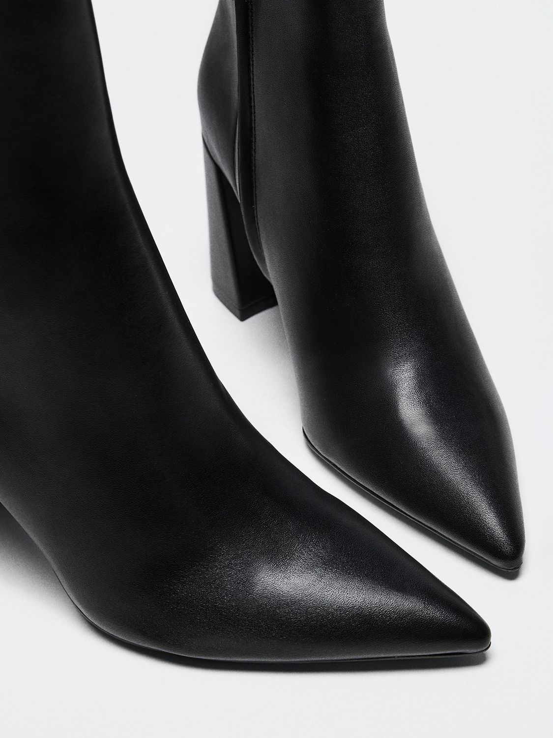 Mango Giro Faux-Leather Block Heel Ankle Boots, Black, 2
