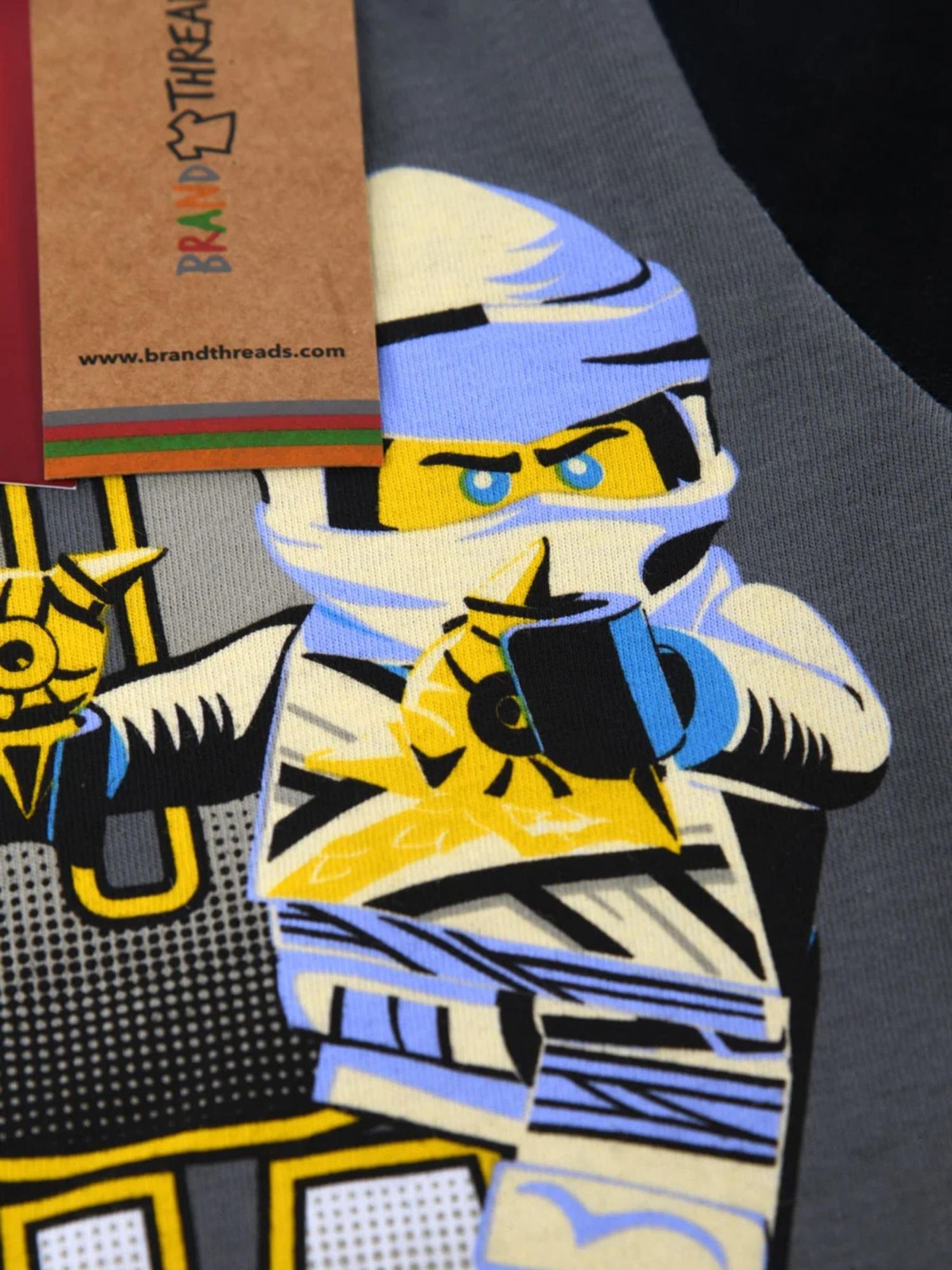 Brand Threads Kids' LEGO Ninjago Pyjama Set, Grey, 4-5 years
