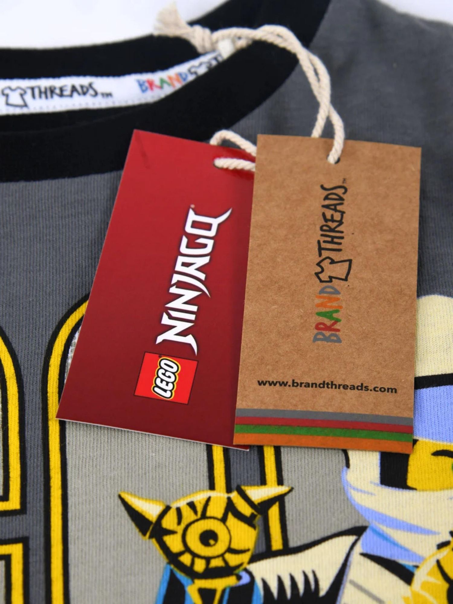 Brand Threads Kids' LEGO Ninjago Pyjama Set, Grey, 4-5 years