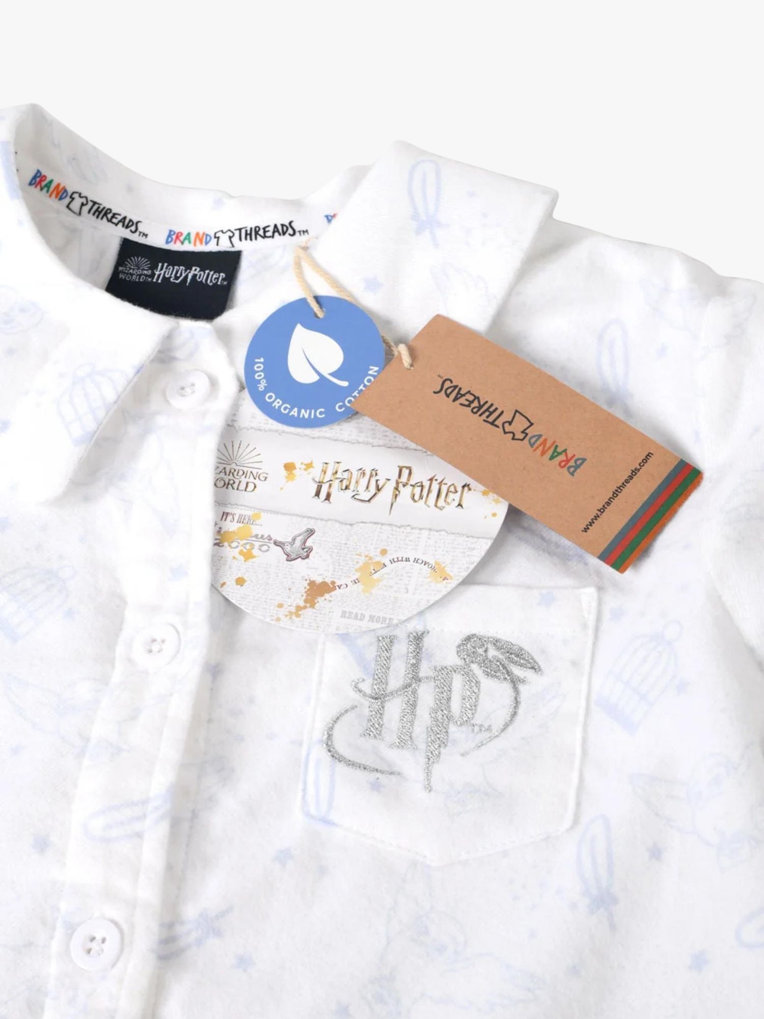 Buy Brand Threads Kids' Harry Potter Pyjamas and Pyjama Bag, White Online at johnlewis.com