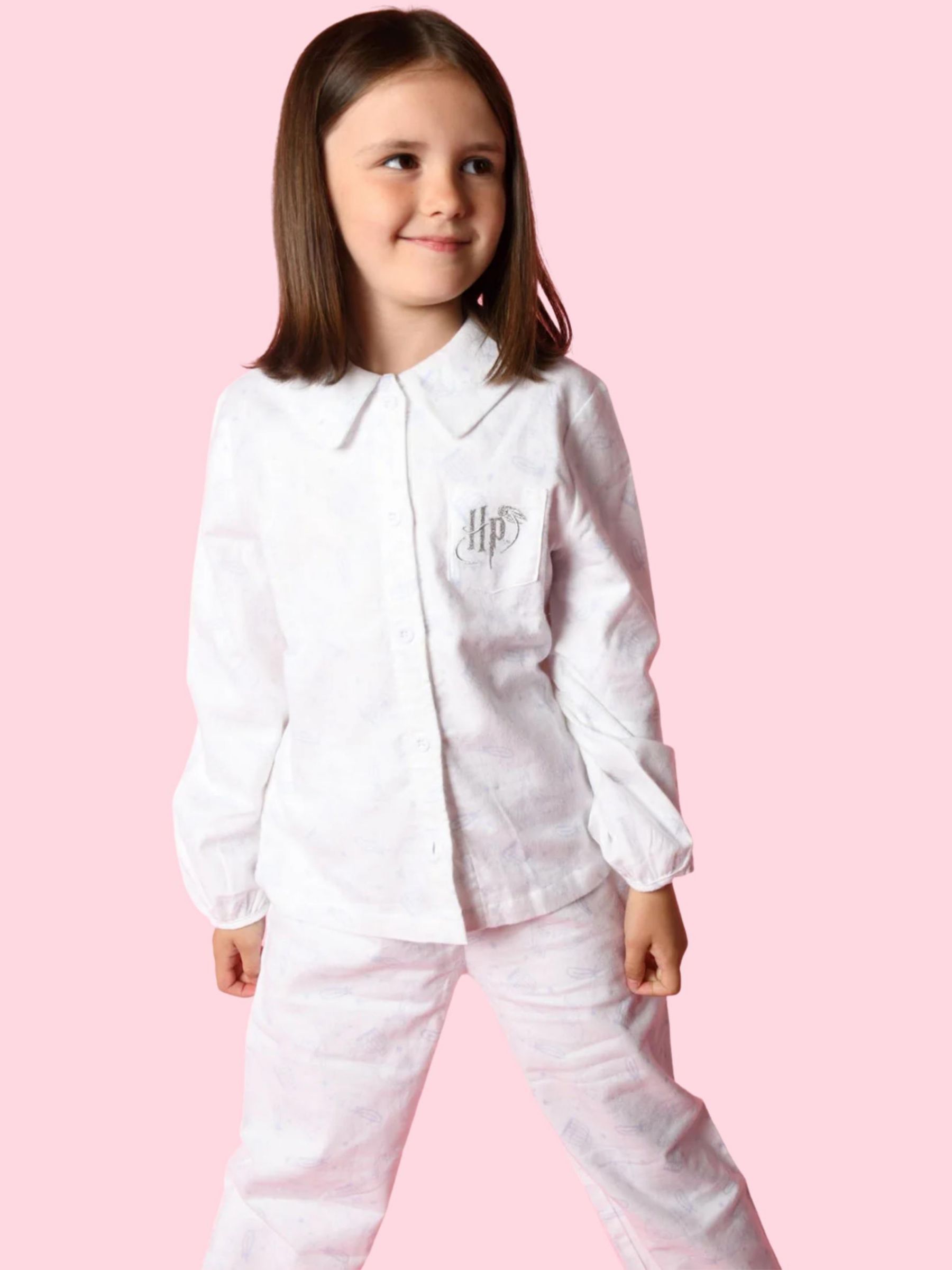 Brand Threads Kids' Harry Potter Pyjamas and Pyjama Bag, White, 9-10 years