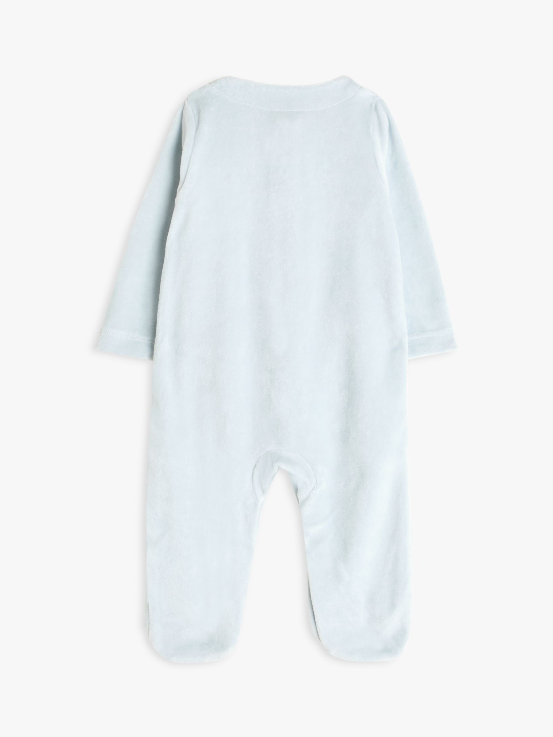 John Lewis Baby Elephant Velour Sleepsuit, Blue, Tiny Baby