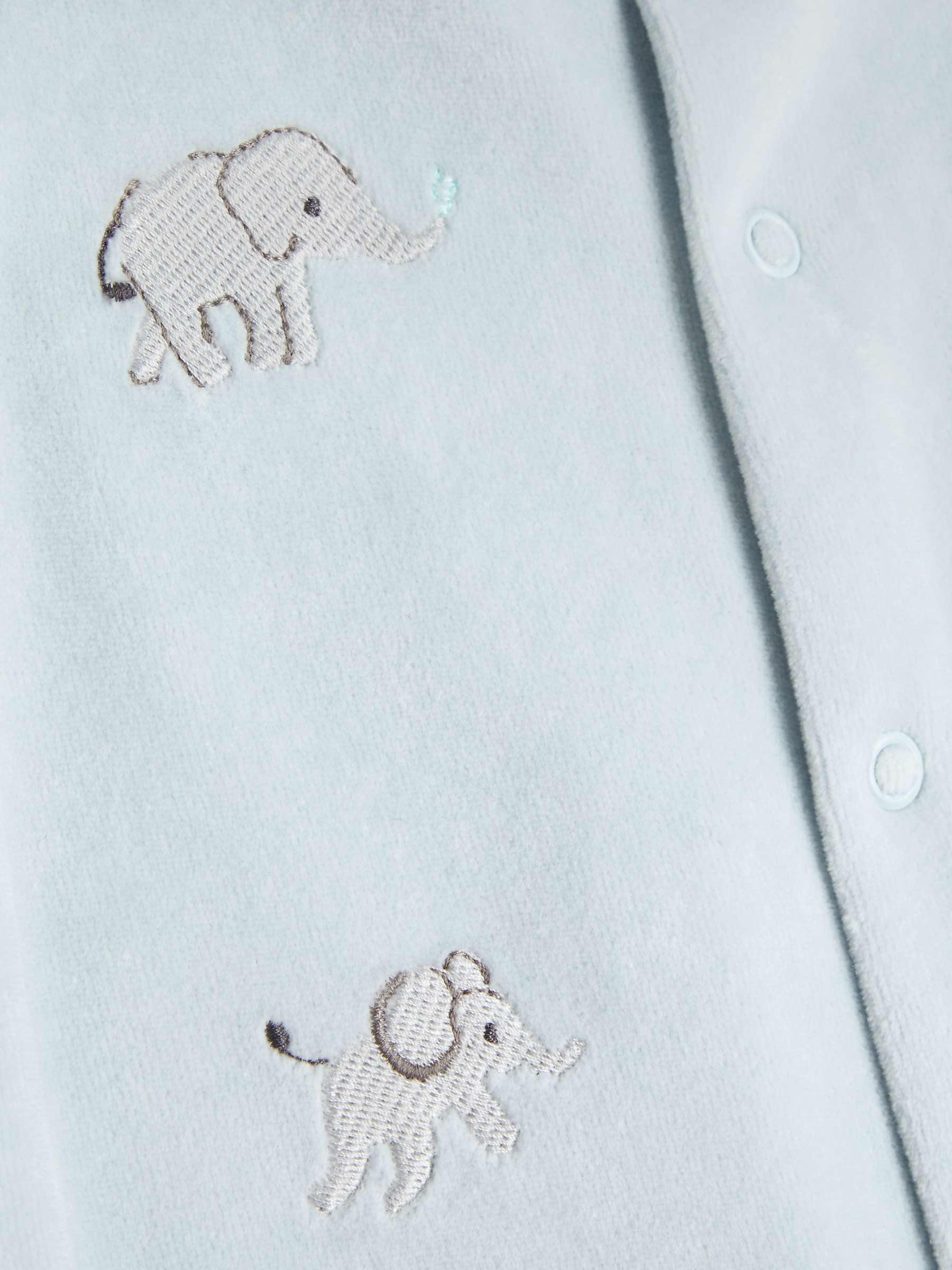 Buy John Lewis Baby Elephant Velour Sleepsuit, Blue Online at johnlewis.com