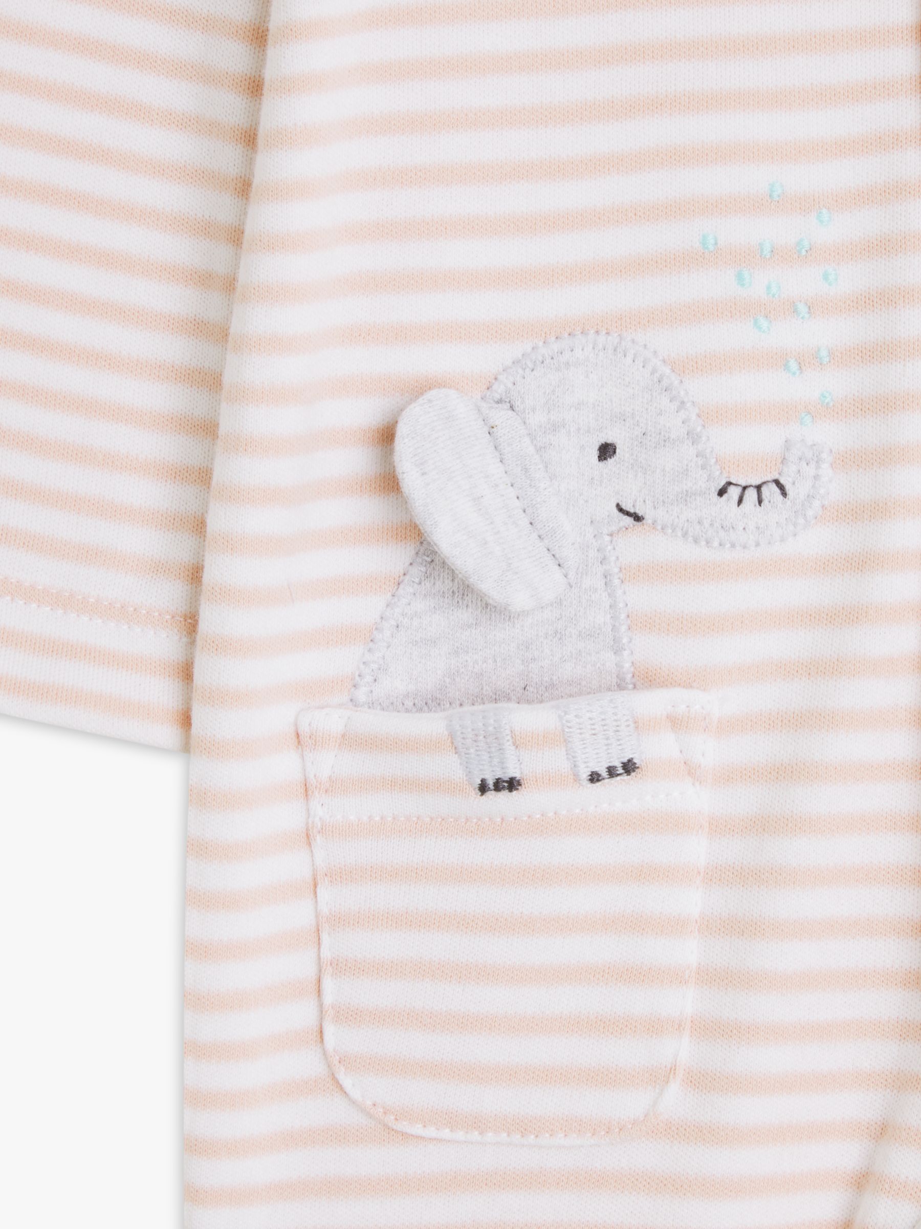John Lewis Baby Elephant Stripe Bodysuit, Pink/Multi, Tiny Baby