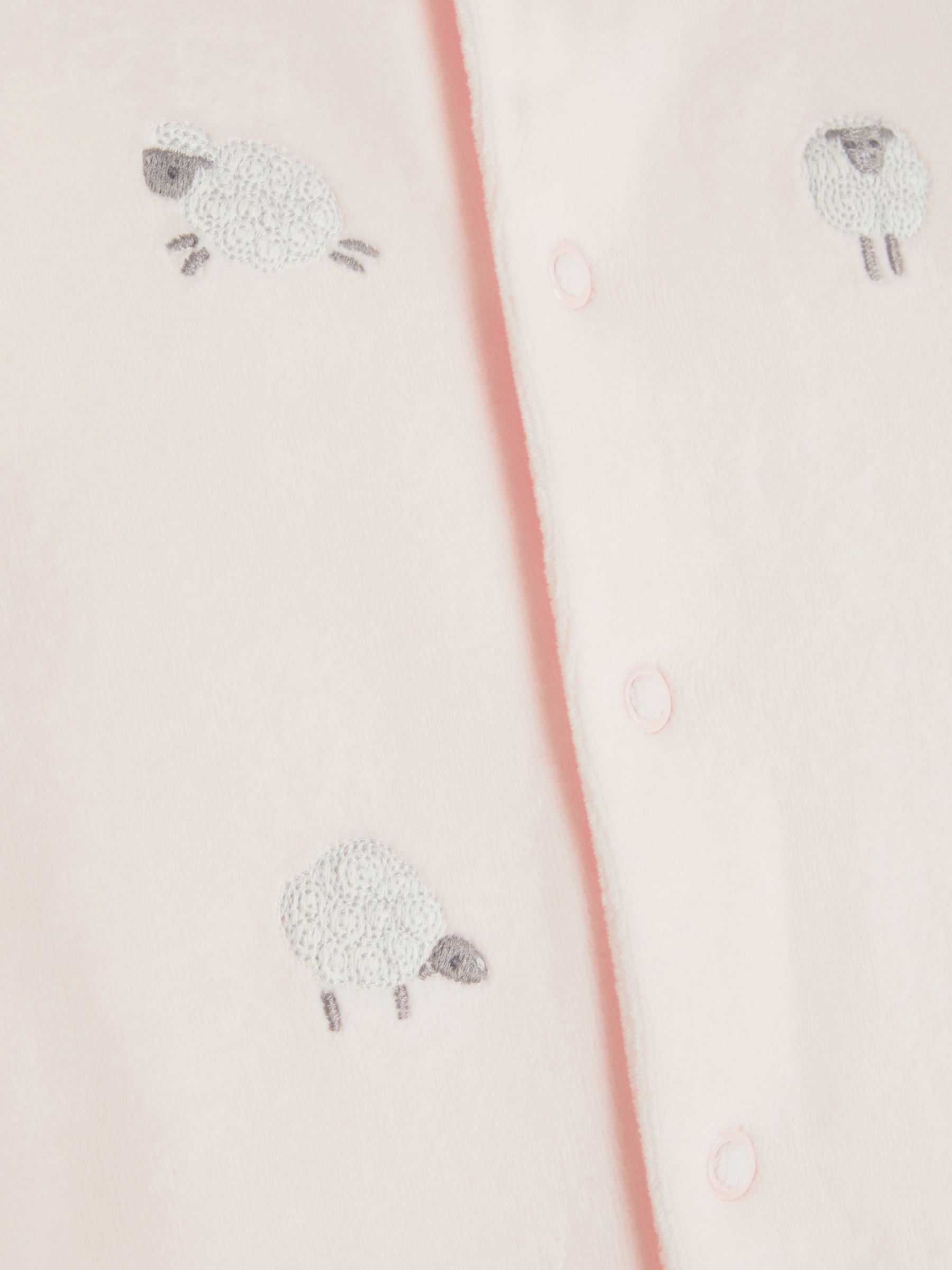 John Lewis Baby Sheep Velour Sleepsuit, Pink, Tiny baby