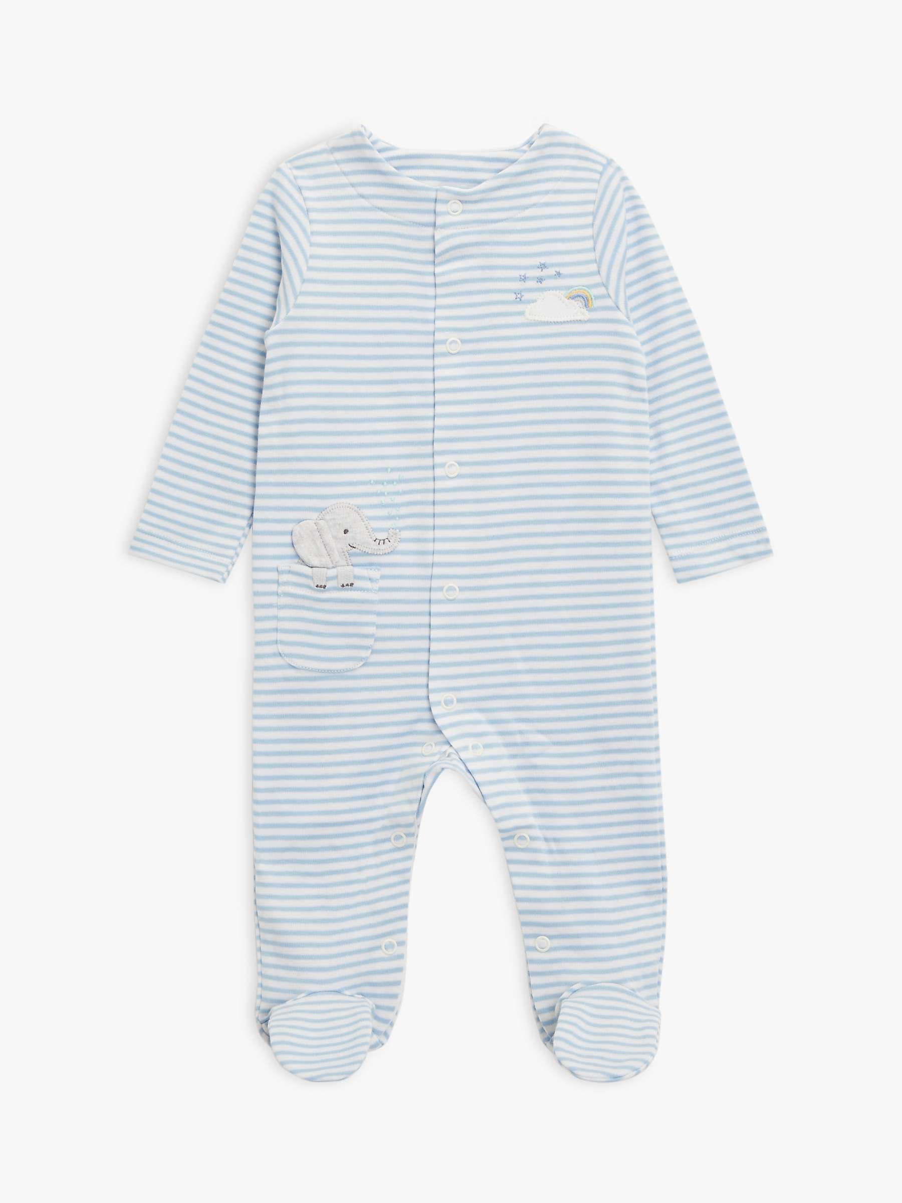Buy John Lewis Baby Elephant Stripe Sleepsuit, Blue/Multi Online at johnlewis.com