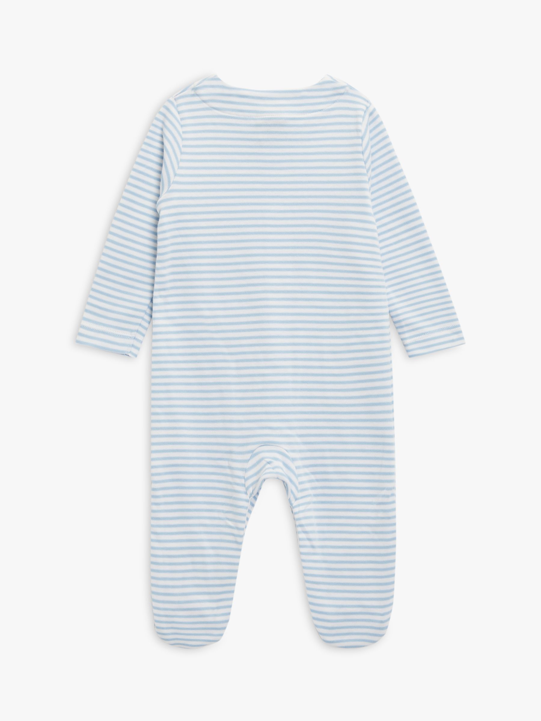 John Lewis Baby Elephant Stripe Sleepsuit, Blue/Multi at John Lewis ...