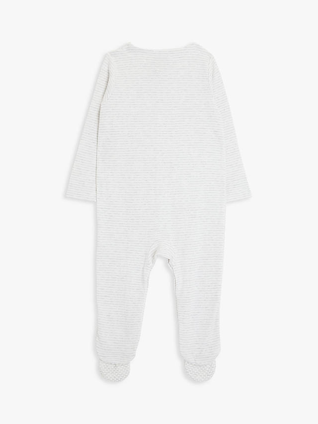 John Lewis Baby Striped Elephant Sleepsuit, Grey/Multi