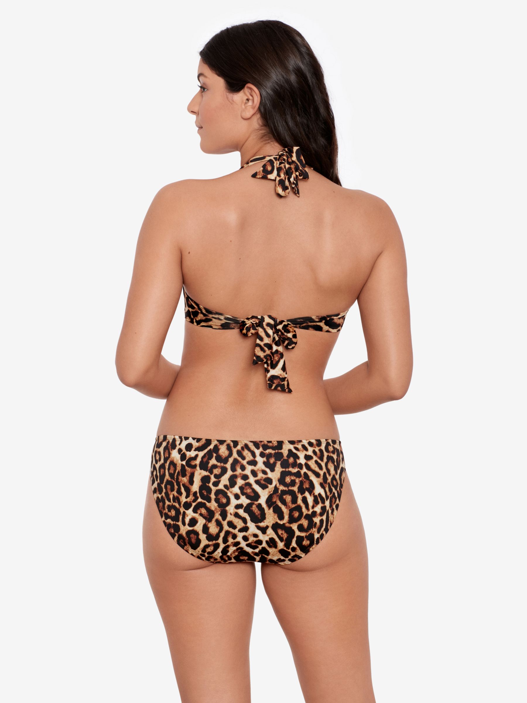 Lauren Ralph Lauren Leopard Print Ring Hipster Bikini Bottoms, Brown, 16