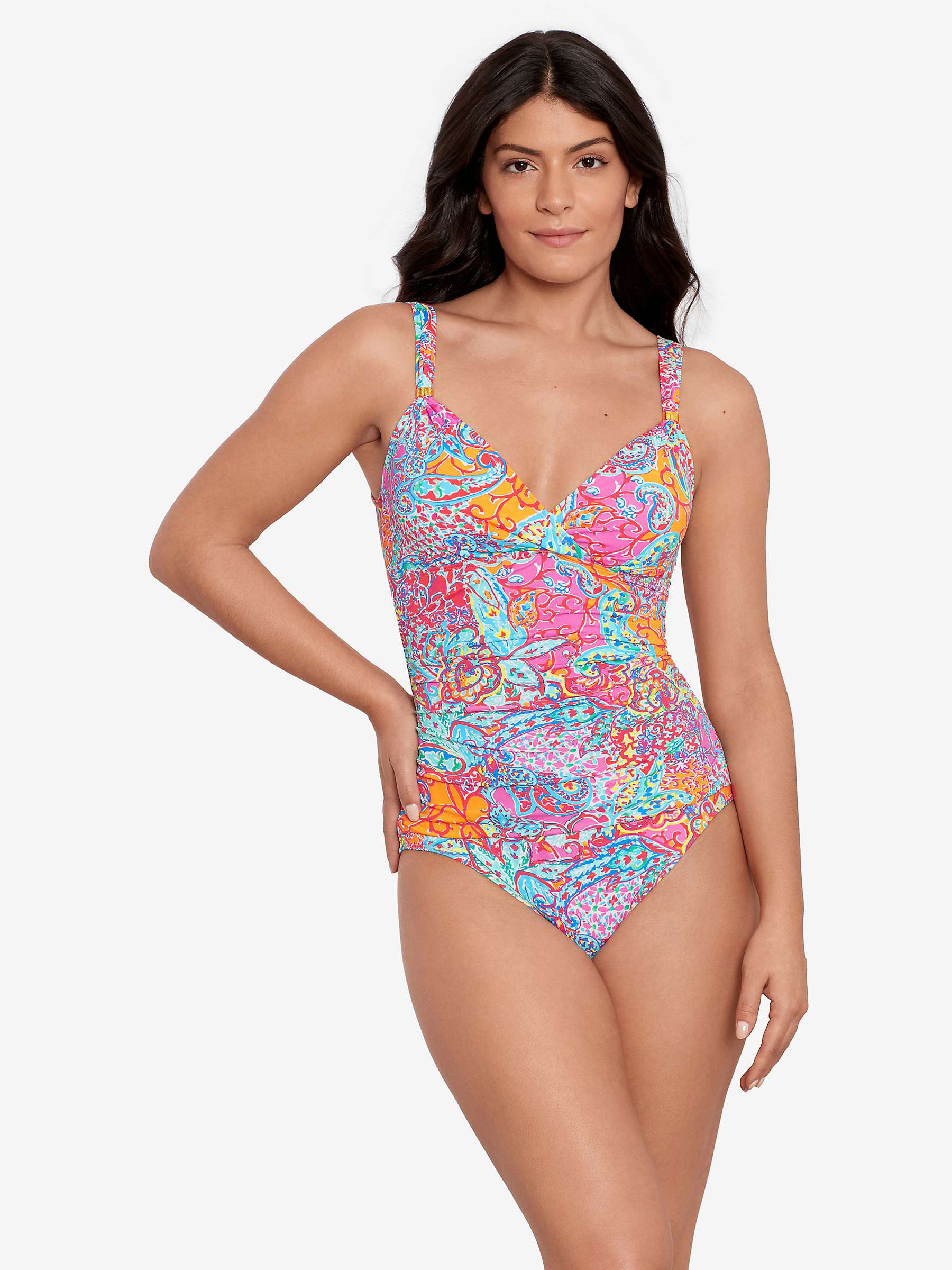 Buy Lauren Ralph Lauren Patchwork Surplice Swimsuit, Multi Online at johnlewis.com