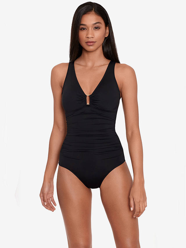 Lauren Ralph Lauren Ring Front Underwired Shaping Swimsuit, Black