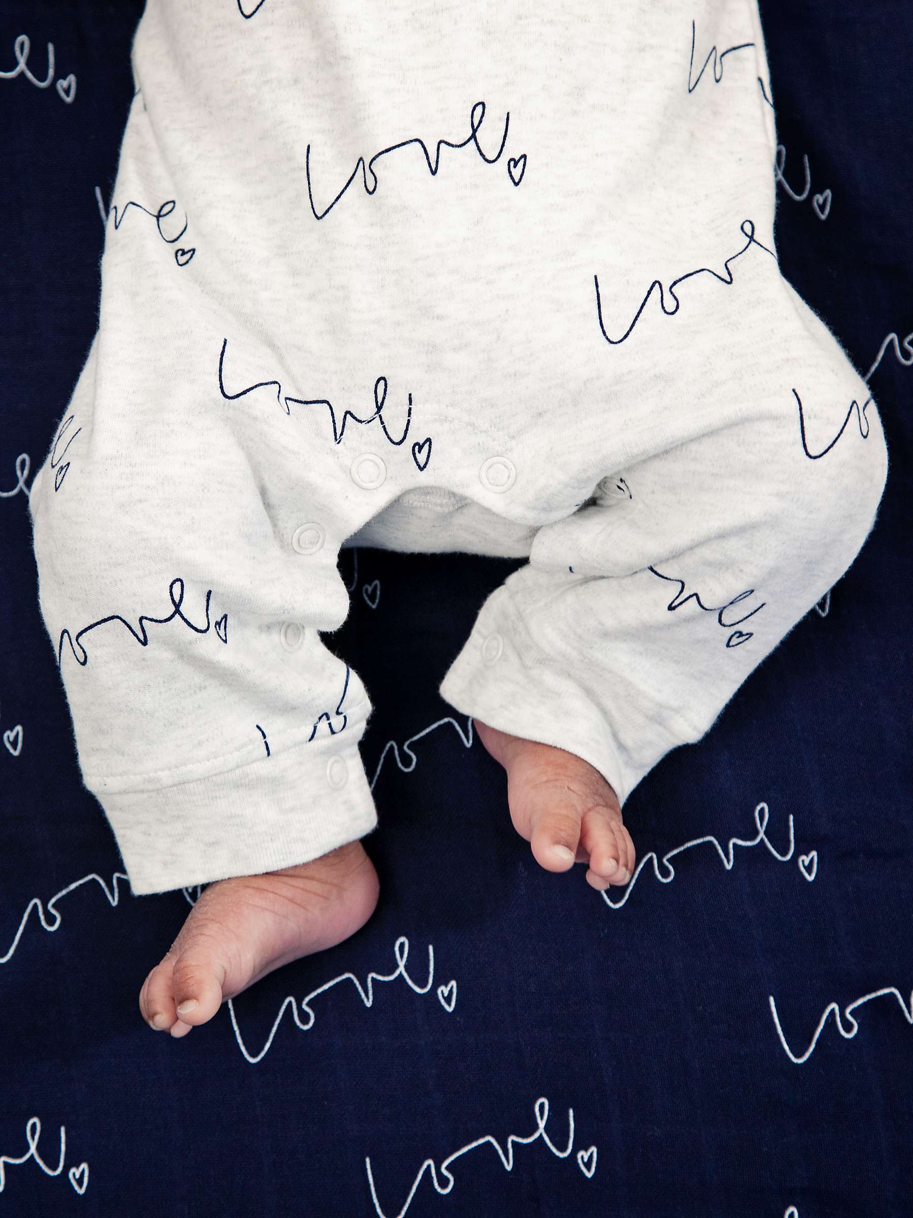 Buy From Babies with Love Love Script Long Sleeve Baby Grow, Grey Online at johnlewis.com