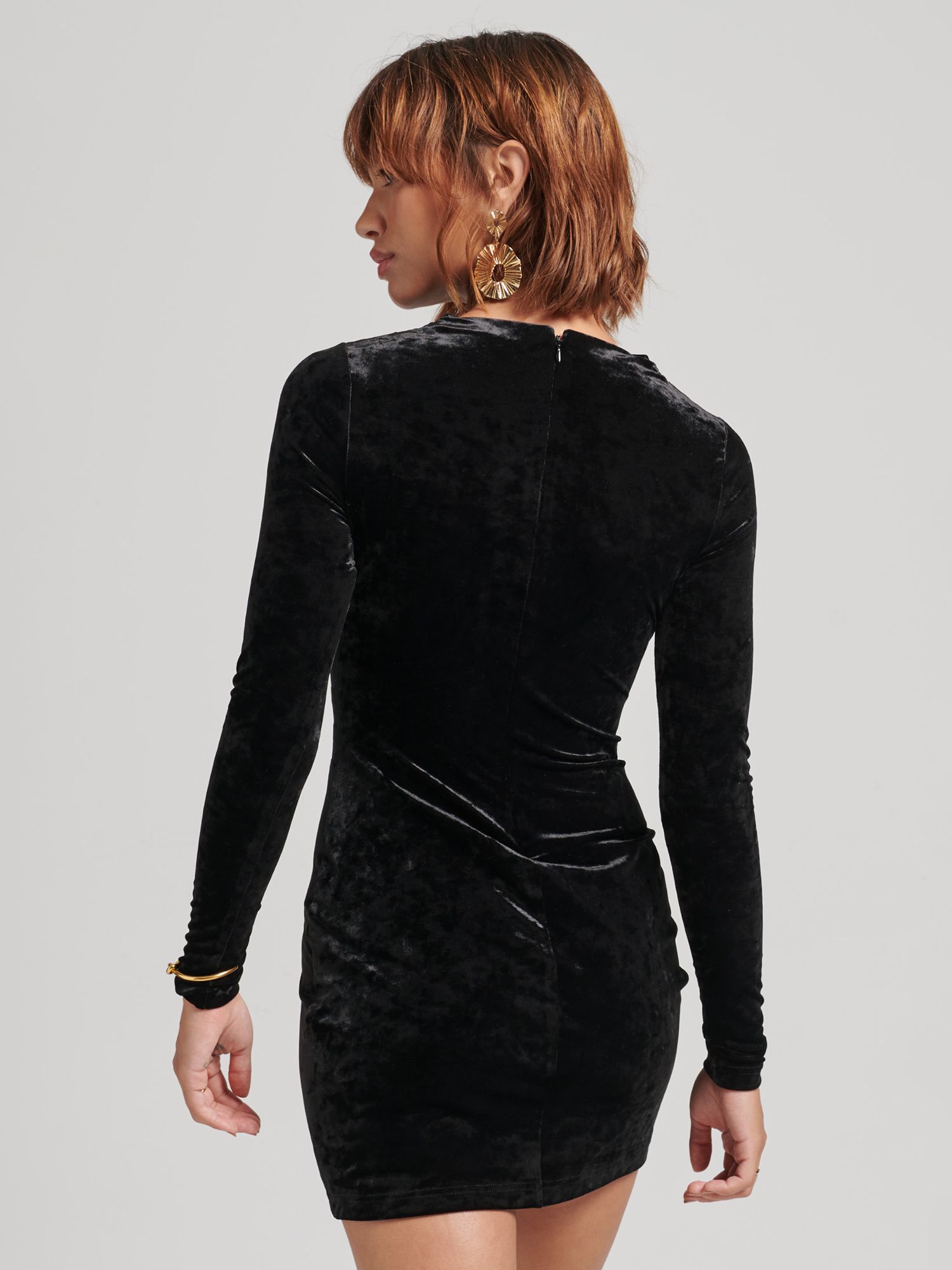 Buy Superdry Velvet Long Sleeve Mini Dress Online at johnlewis.com