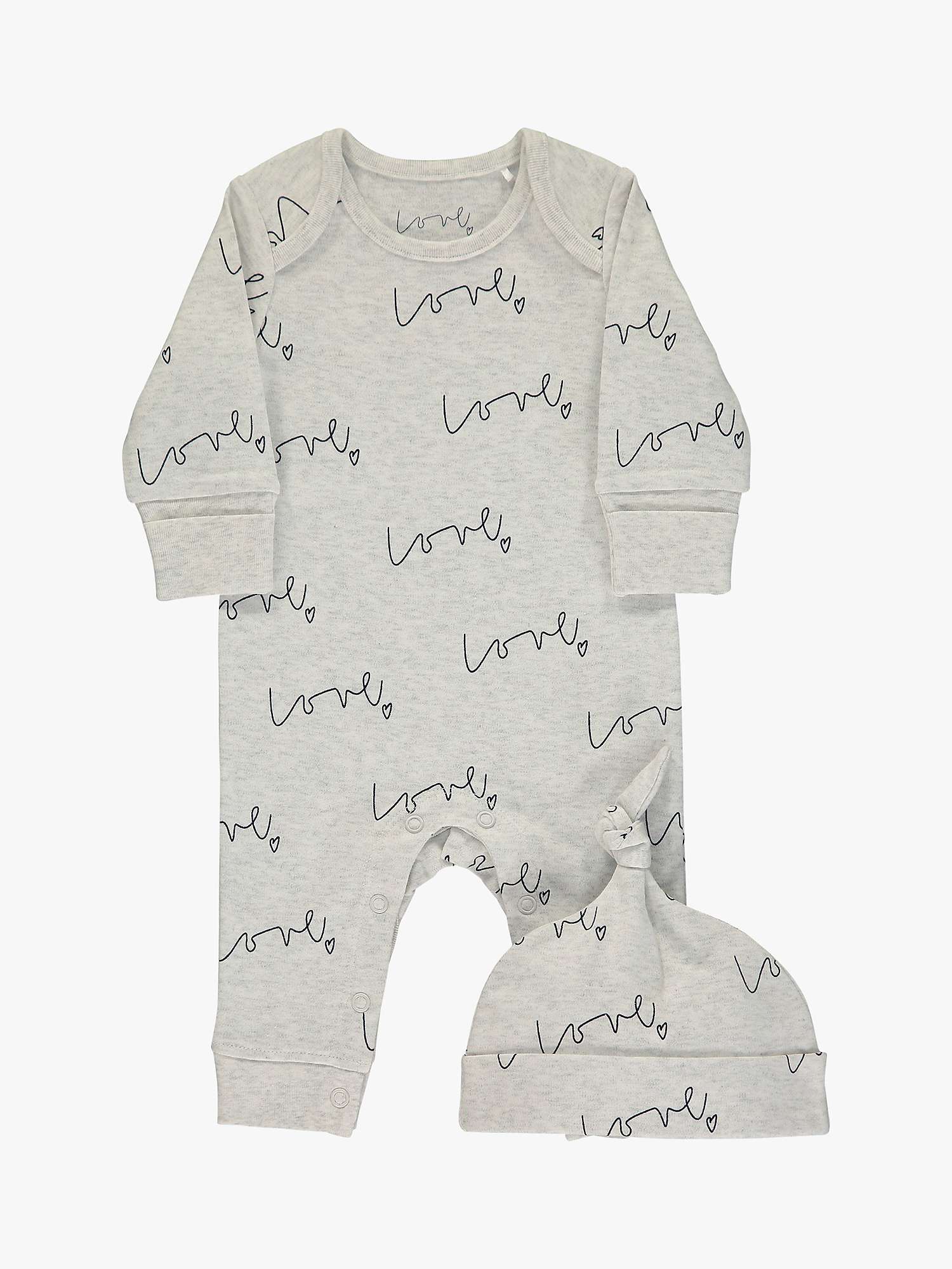 Buy From Babies with Love Love Script Baby Grow, Hat & Muslin Shawl Gift Set, Grey Online at johnlewis.com