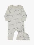 From Babies with Love Love Script Baby Grow, Hat & Muslin Shawl Gift Set, Grey