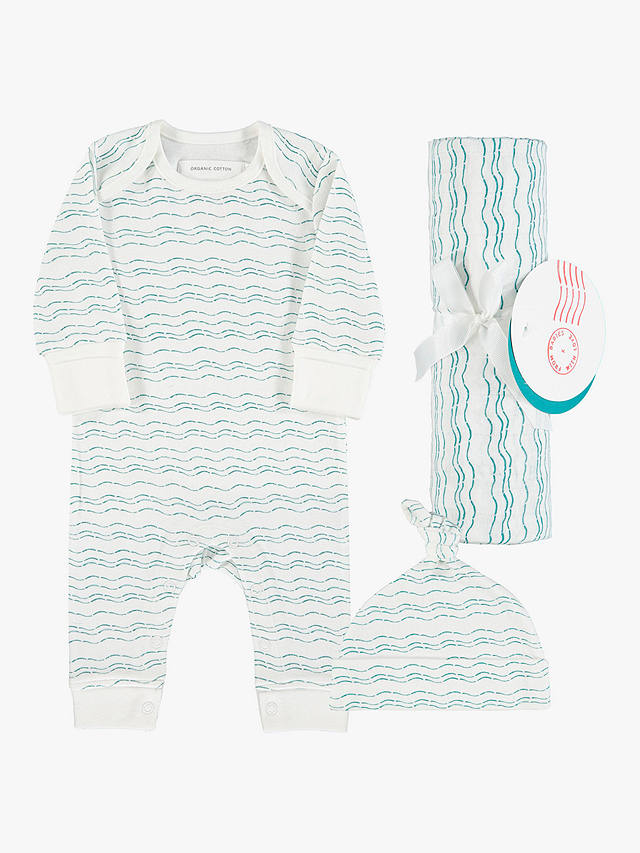 From Babies with Love Waves of Joy Babygrow, Hat & Muslin Swaddling Wrap Gift Set
