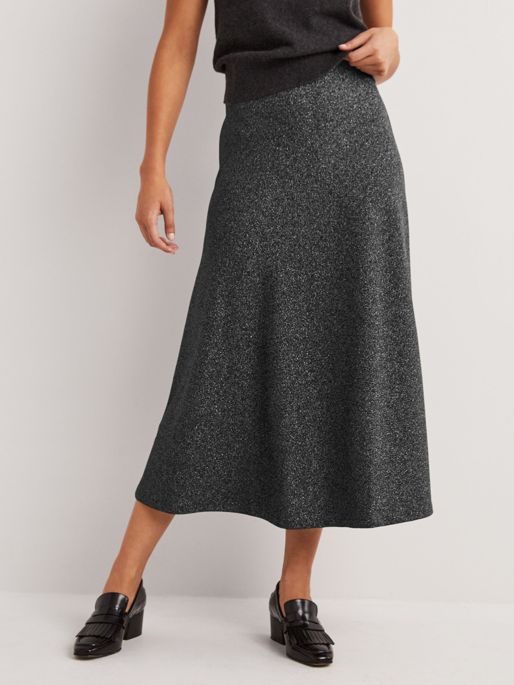 Buy Boden Metallic Jersey Skirt, Black/Silver Online at johnlewis.com