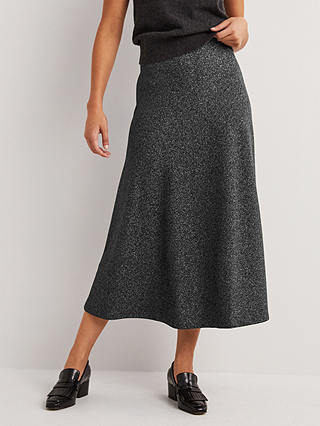 Boden Metallic Jersey Skirt, Black/Silver