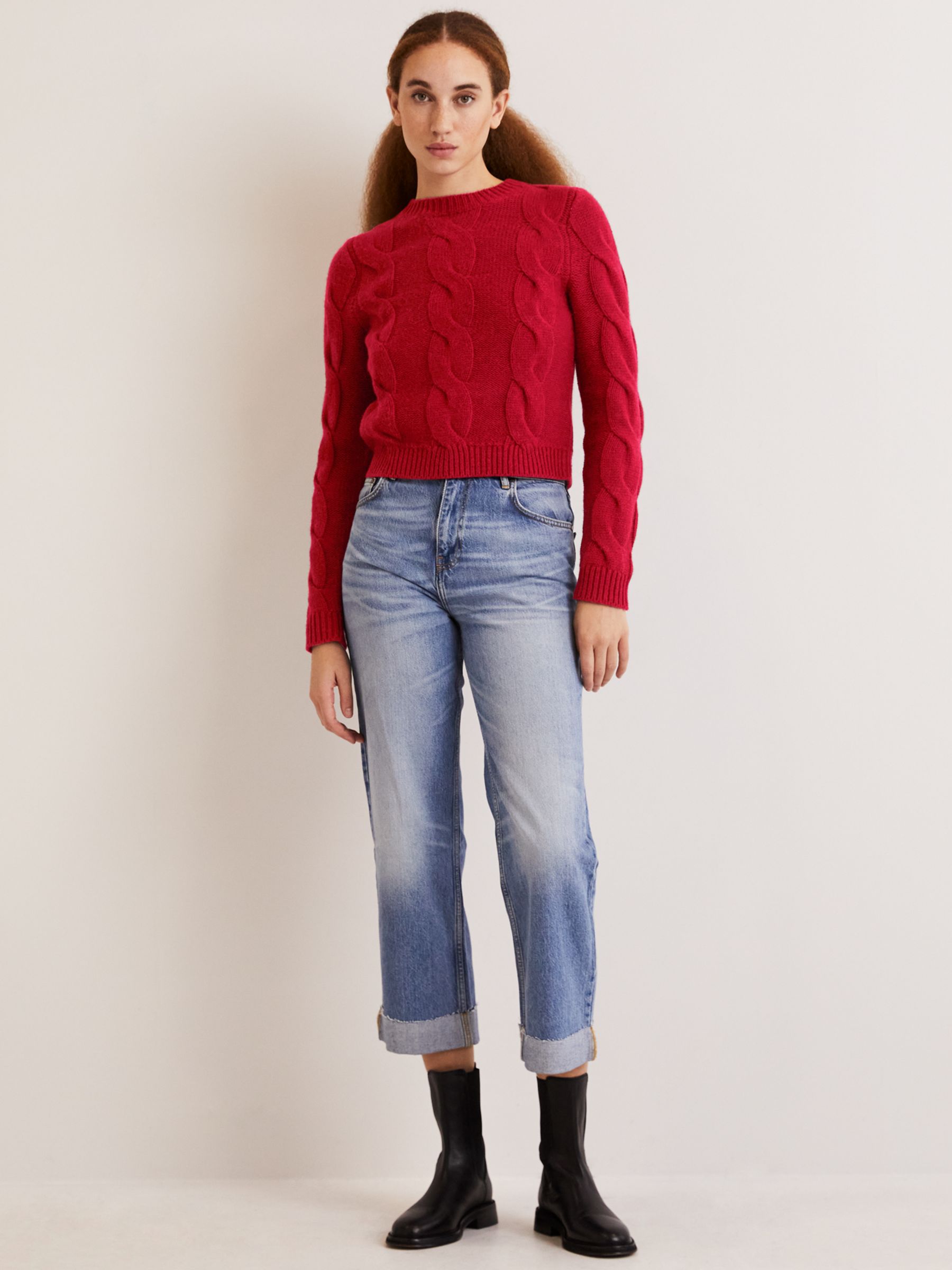 Boden Chunky Cable Knit Wool Blend Jumper
