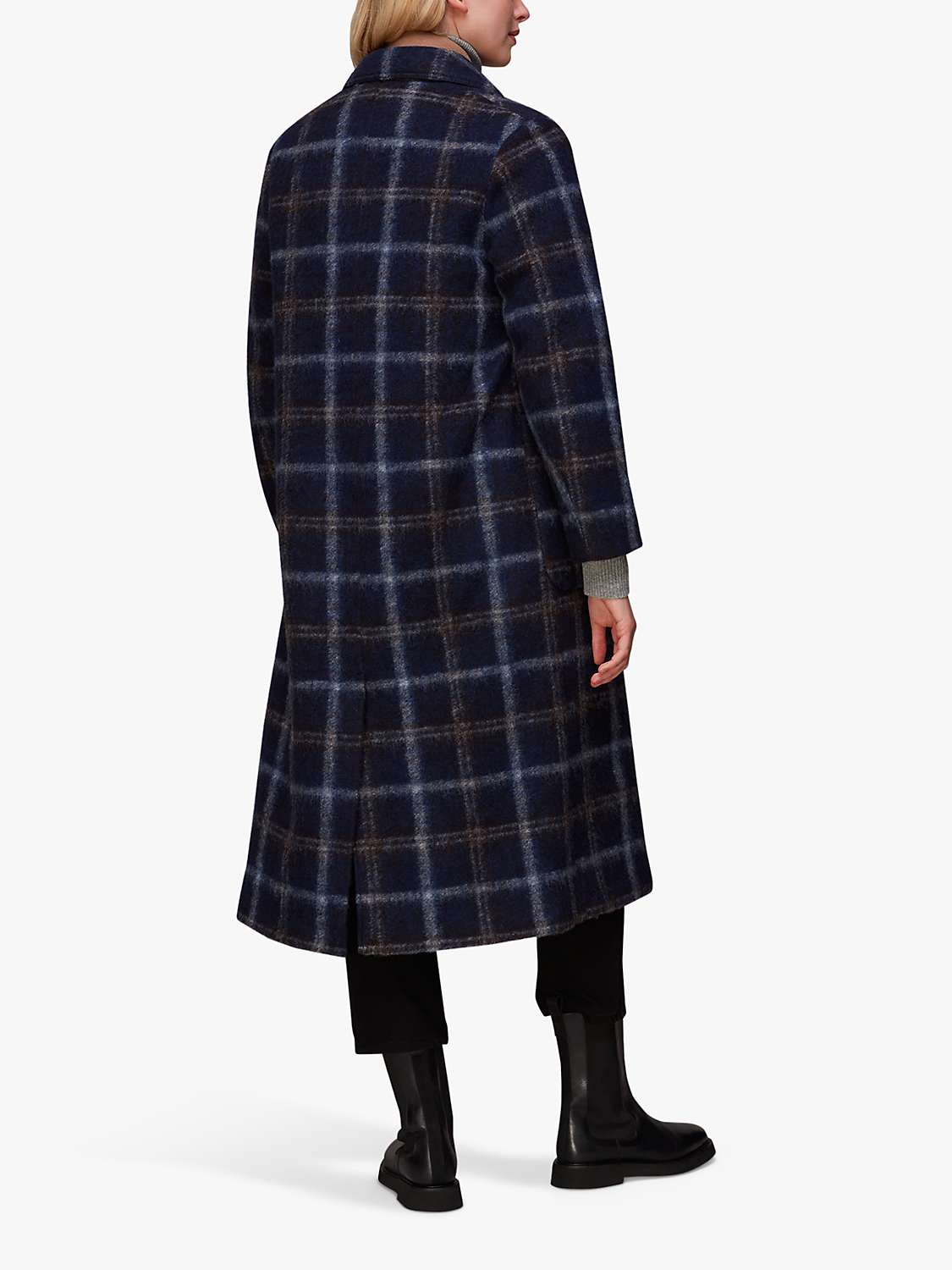Buy Whistles Double Breasted Check Wool Blend Coat, Navy Online at johnlewis.com