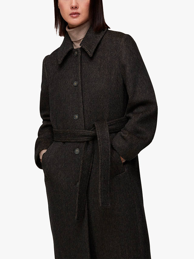 Whistles Wool Blend Tailored Coat, Brown at John Lewis & Partners