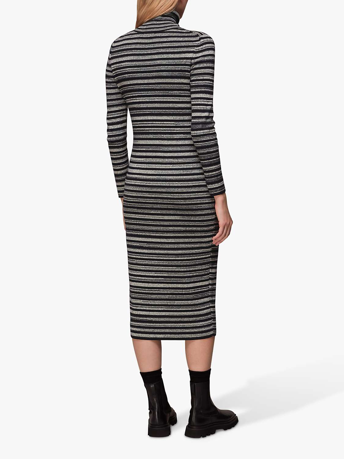 Buy Whistles Organic Cotton Blend Stripe Midi Dress, Black/Multi Online at johnlewis.com