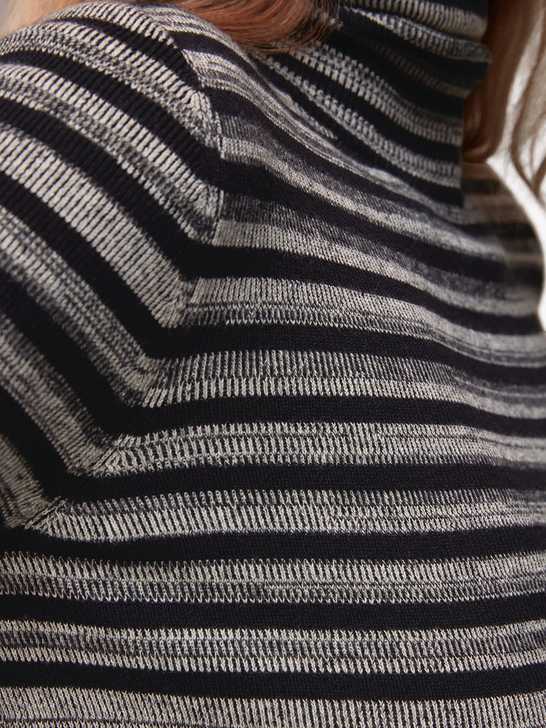 Whistles Organic Cotton Blend Stripe Midi Dress, Black/Multi, 6