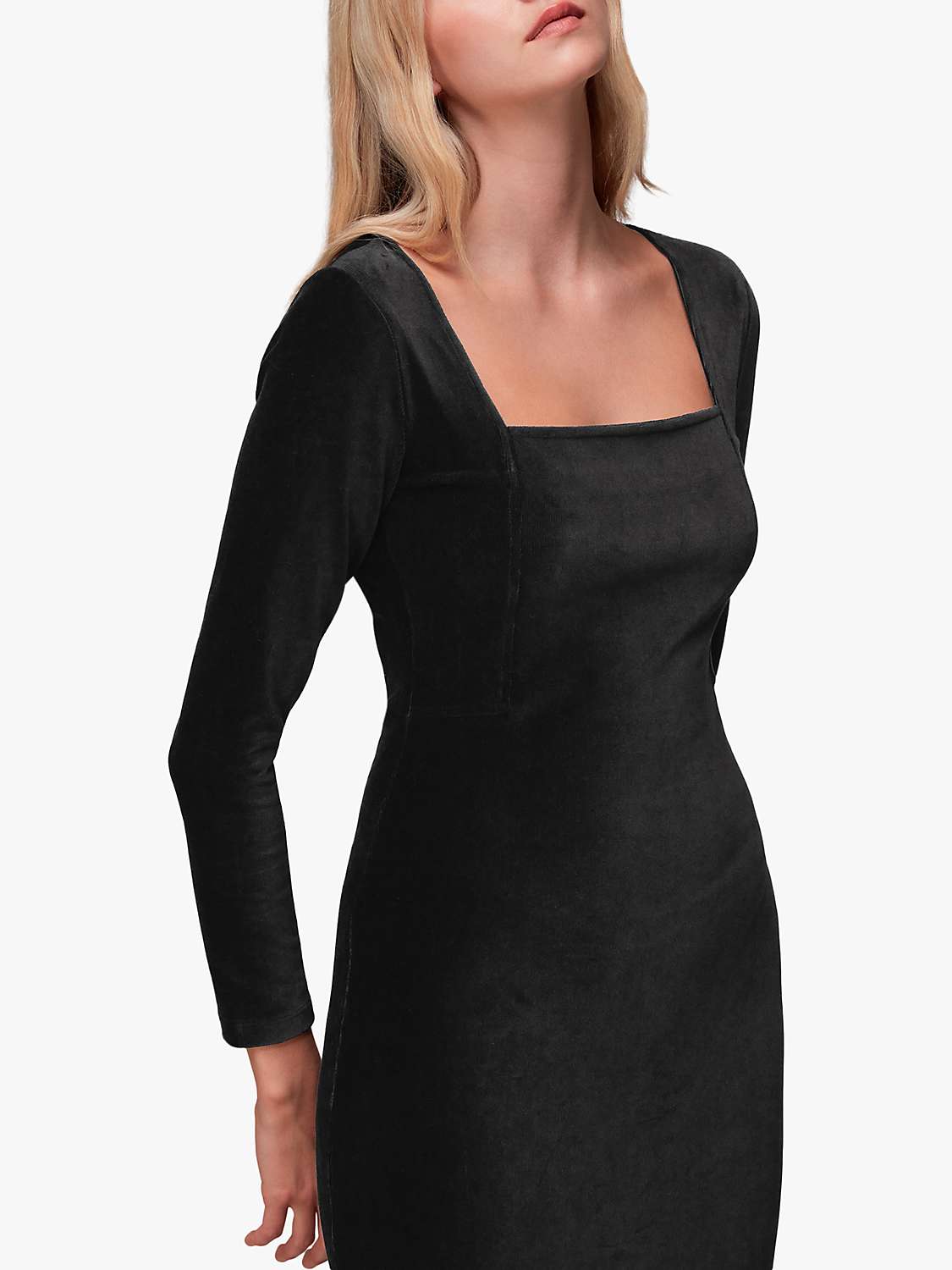 Buy Whistles Jersey Velvet Midi Dress, Black Online at johnlewis.com