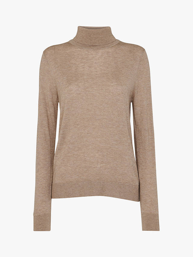 Whistles Sparkle Polo Neck Wool Blend Jumper, Oatmeal