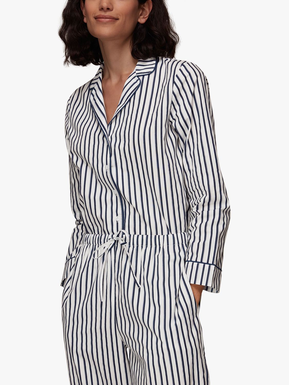Buy Whistles Winter Striped Pyjamas, White/Navy Online at johnlewis.com
