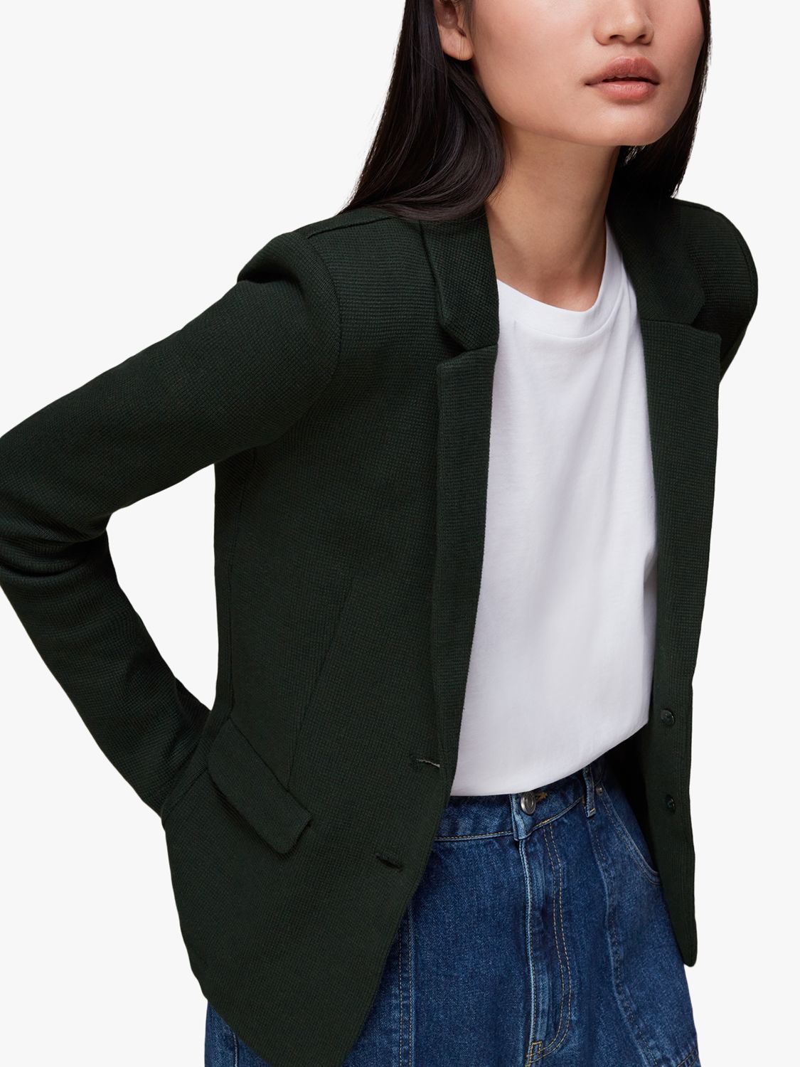 Whistles Slim Jersey Jacket, Forest Green, 6