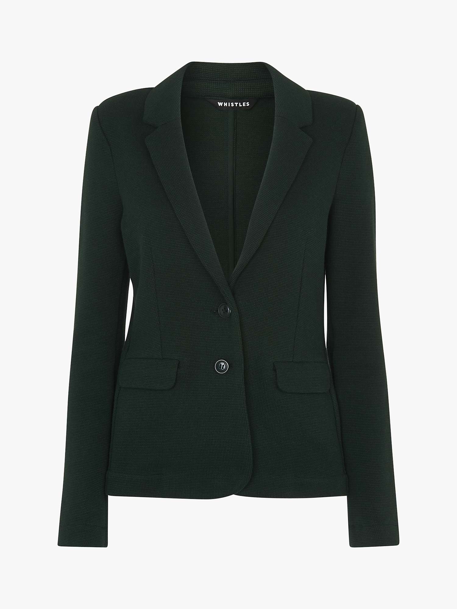Whistles Slim Jersey Jacket, Forest Green at John Lewis & Partners