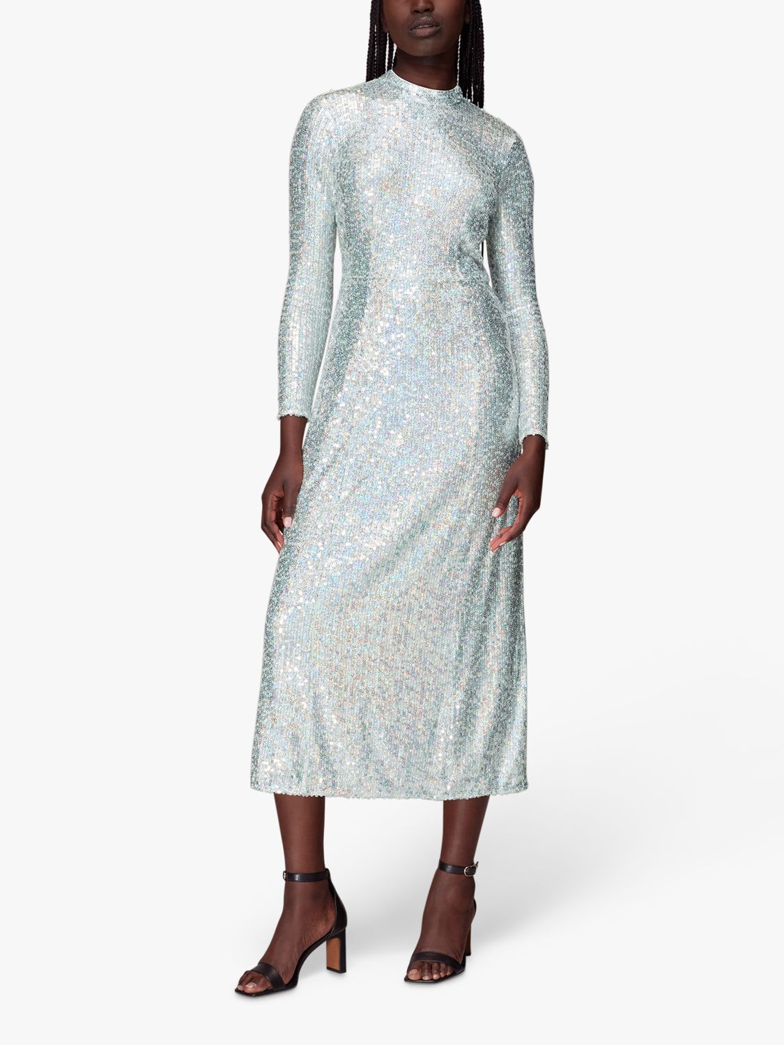 Buy Whistles Sequin Column Dress, Silver Online at johnlewis.com