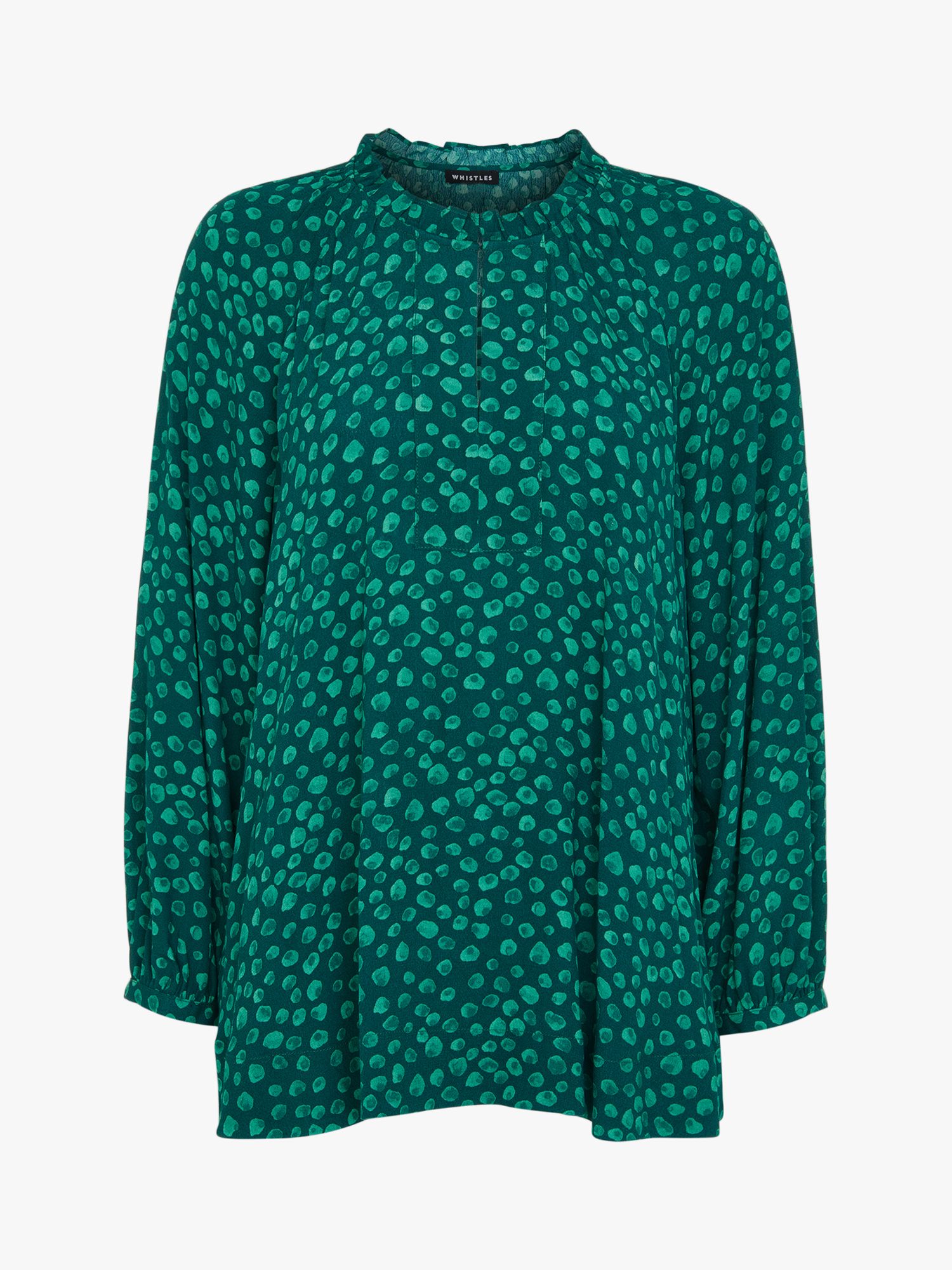 Whistles Lucy Lava Spot Top, Green/Multi