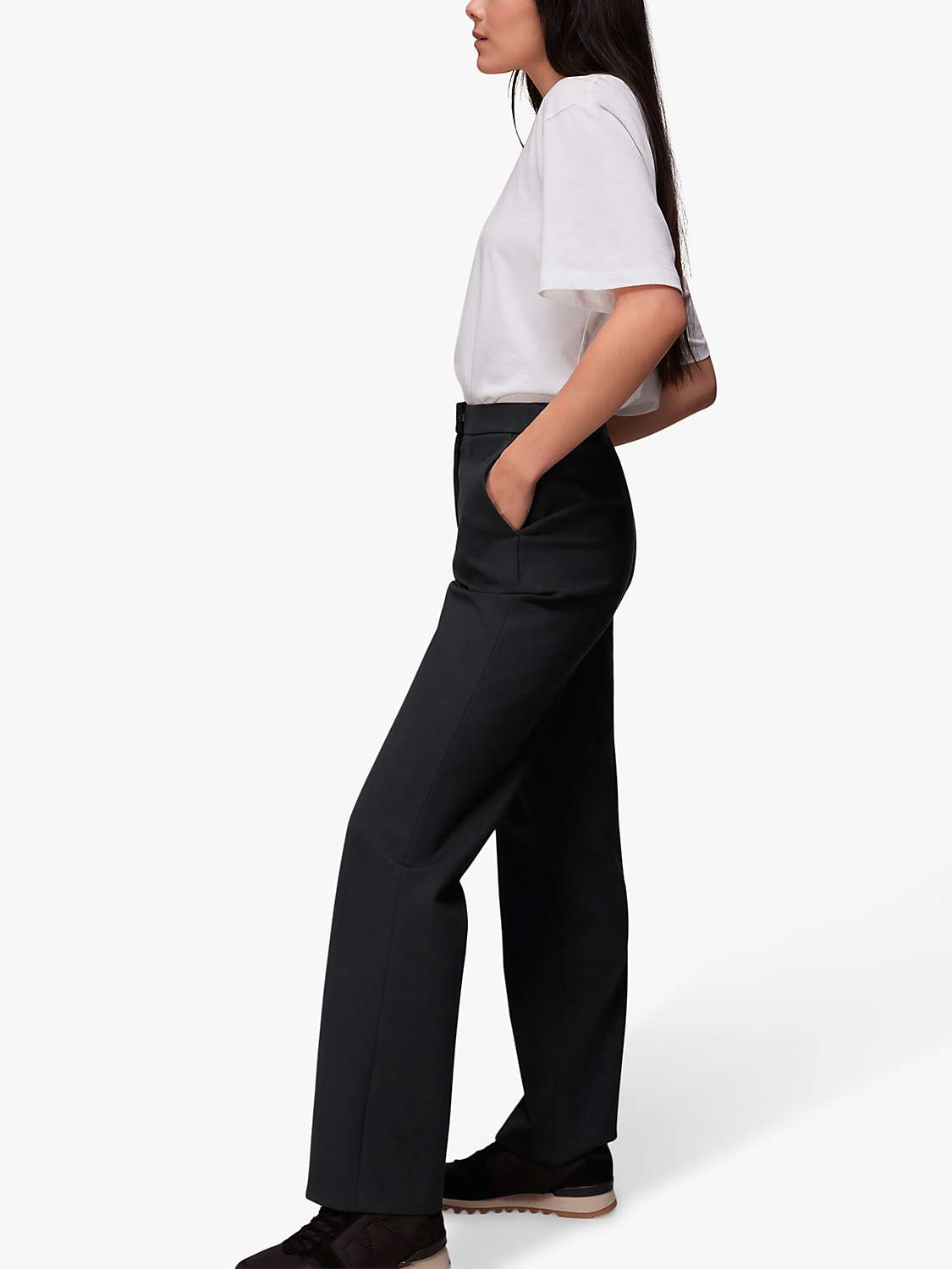 Buy Whistles Porte Slim Leg Trousers, Black Online at johnlewis.com