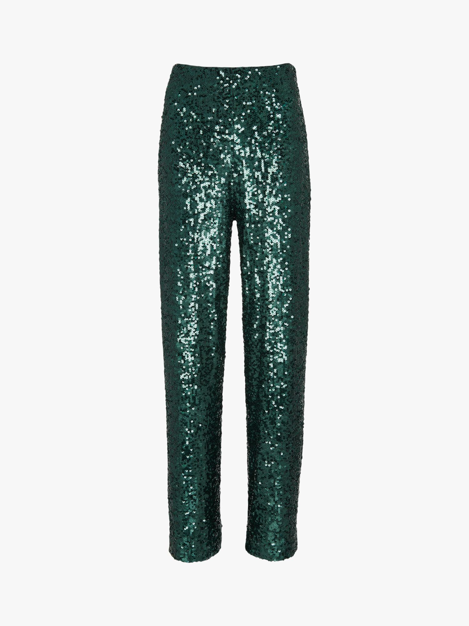 Whistles Petra Sequin Trousers, Dark Green at John Lewis & Partners