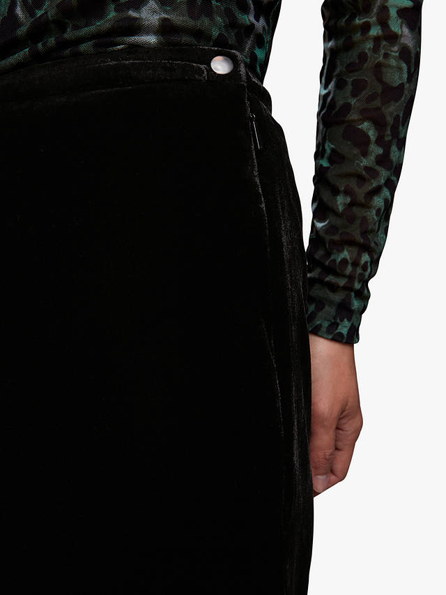Whistles Velvet Full Length Trousers, Black at John Lewis & Partners