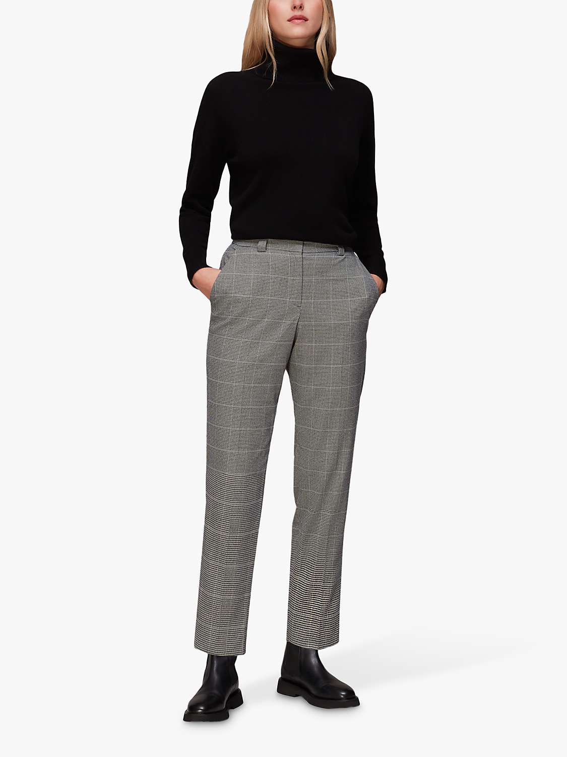 Buy Whistles Lucie Checked Cigarette Trousers, Brown Online at johnlewis.com