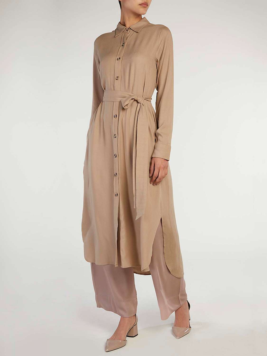Buy Aab Curved Hem Midi Shirt Dress, Nude Online at johnlewis.com