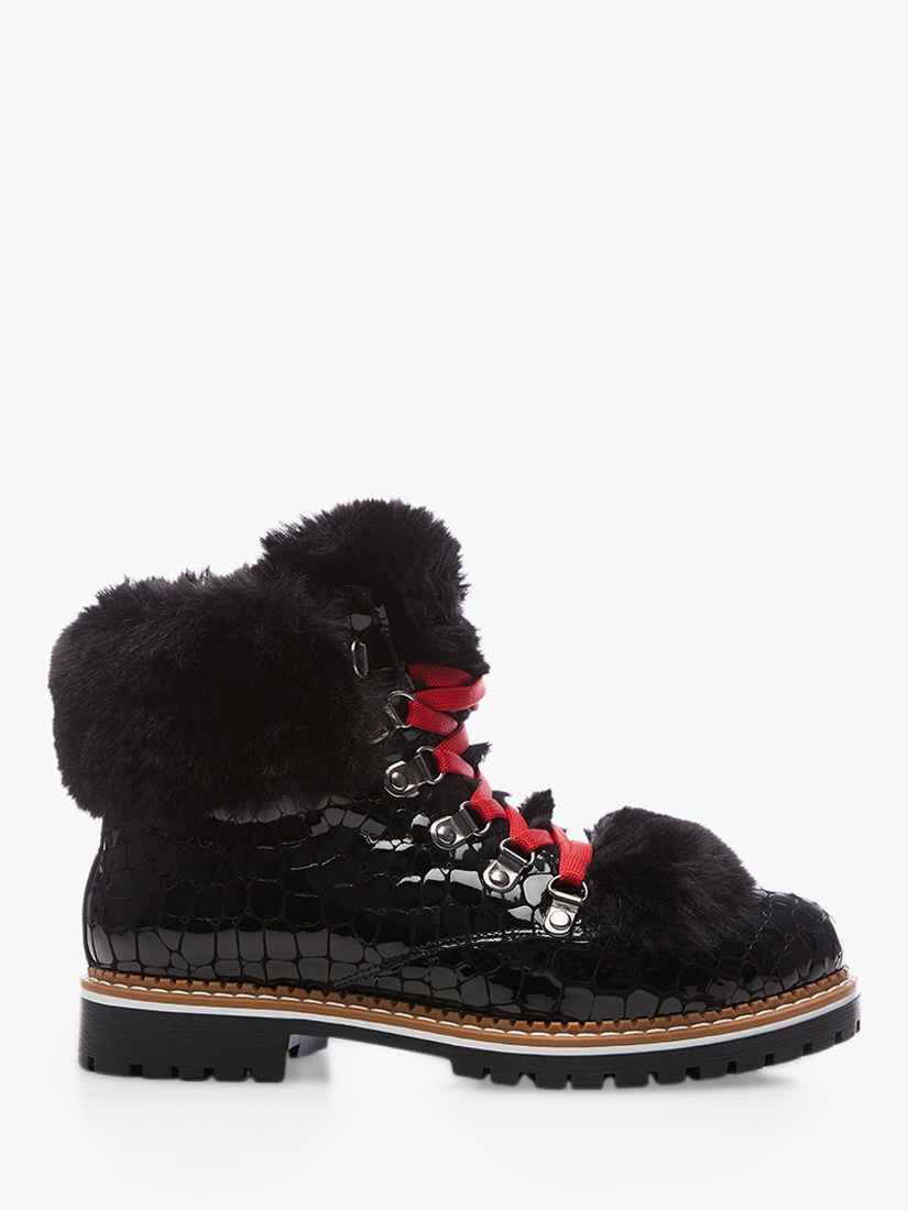 Moda in Pelle Cayden Croc Lace Up Boots, Black
