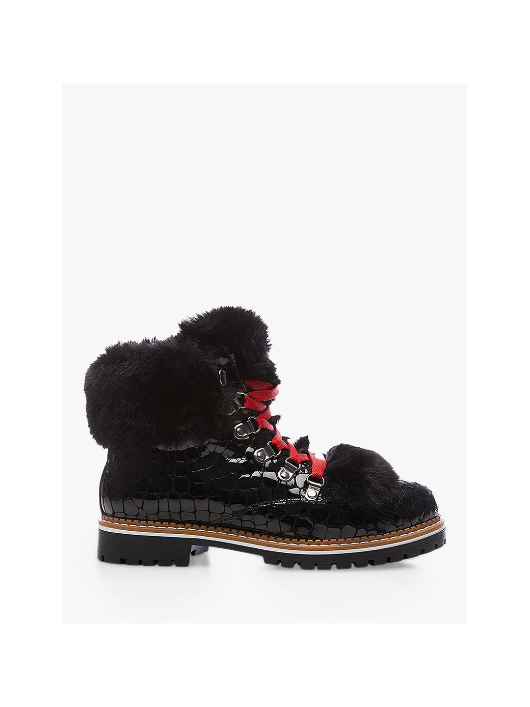 Moda in Pelle Cayden Croc Lace Up Boots, Black