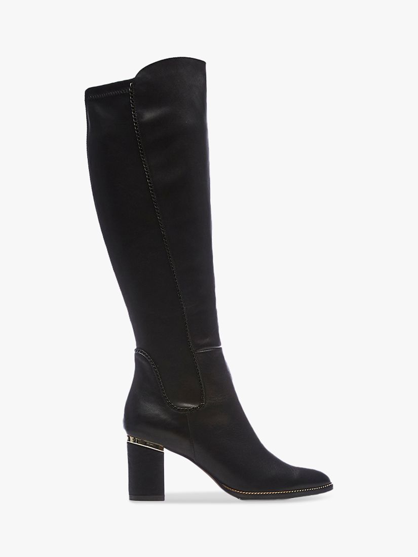 Moda in Pelle Honey Leather Knee High Boots, Black at John Lewis & Partners