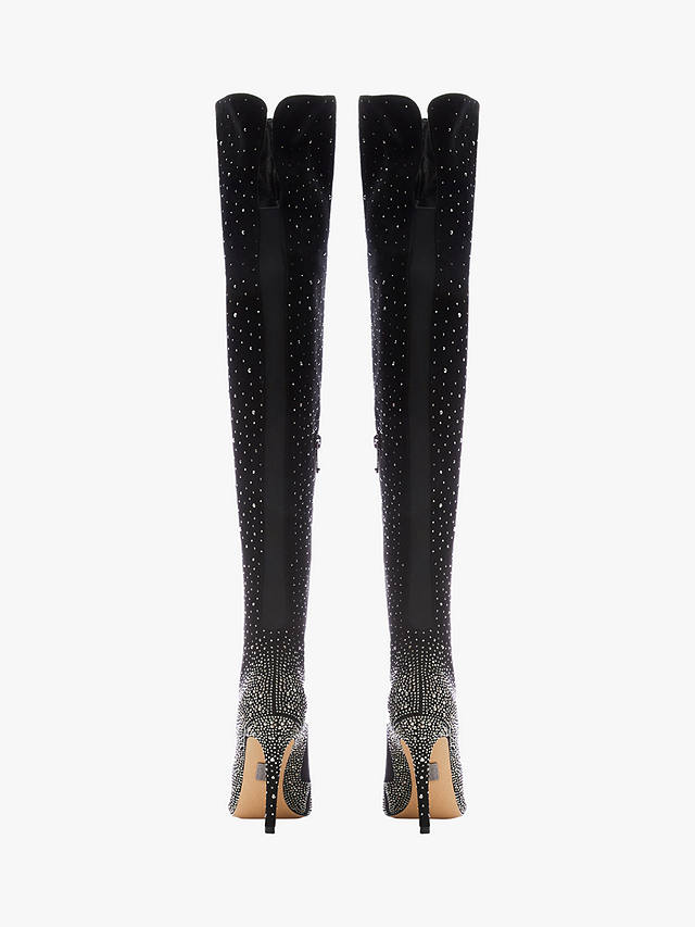 Moda in Pelle Yesenia Suede Diamante Embellished Over The Knee Boots, Black