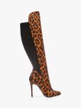 Moda in Pelle Savi Leopard Ponyhair Knee High Boots, Brown, Brown