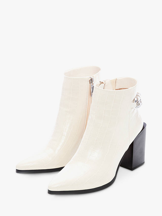 Moda in Pelle Bailie Leather Heeled Ankle Boots, Cream at John Lewis ...