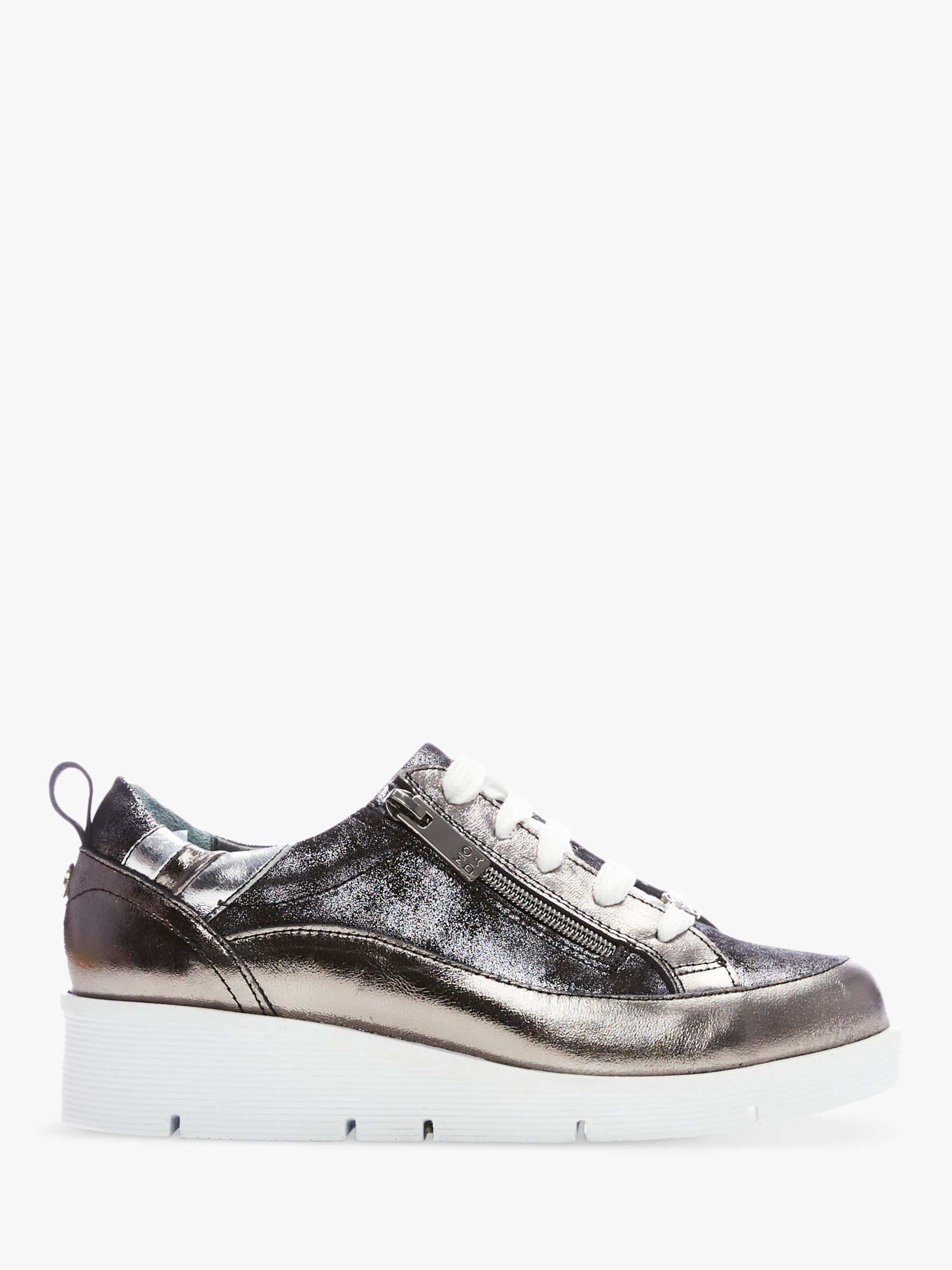 Moda in Pelle Alexey Leather Platform Trainers, Pewter at John Lewis ...
