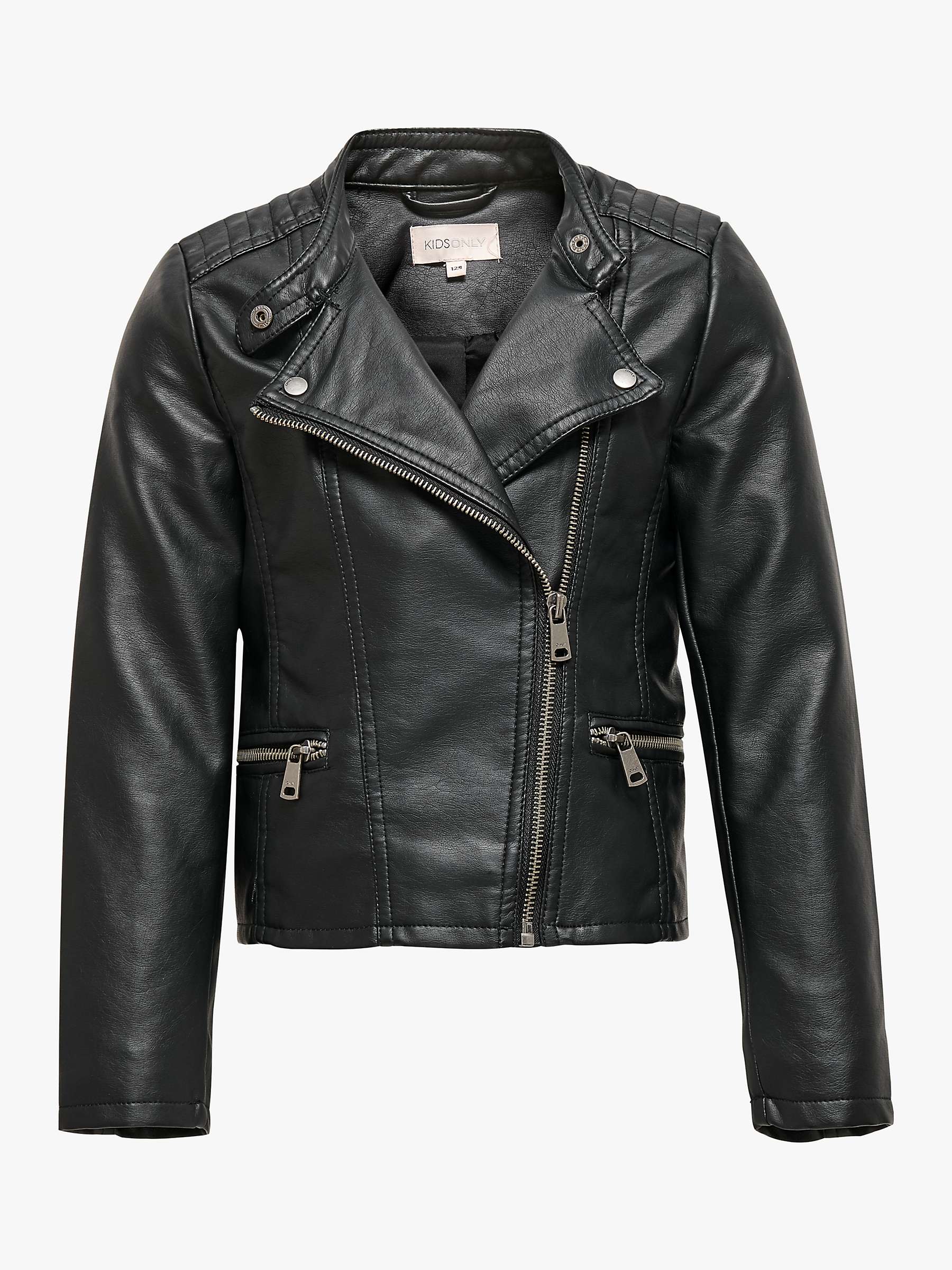 Buy ONLY Kids' Konfreya Faux Leather Biker Jacket, Black Online at johnlewis.com