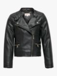 ONLY Kids' Konfreya Faux Leather Biker Jacket, Black